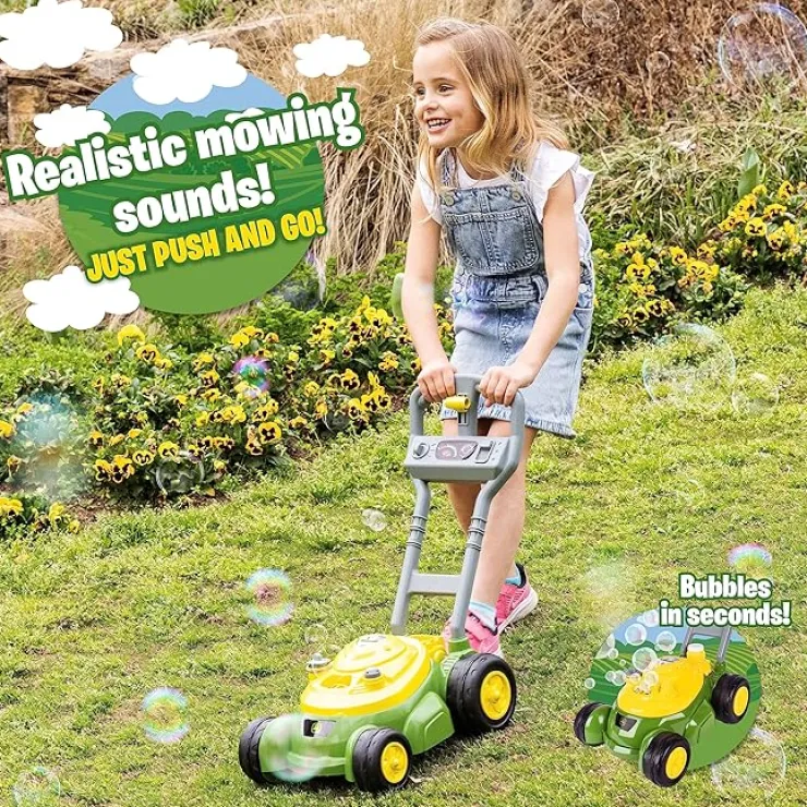 John Deere Push & Pull Toys | 3 Years+>Bubble & Go Mower