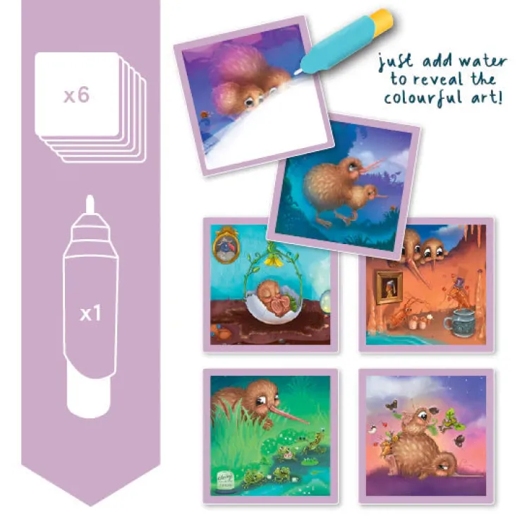 KUWI THE KIWI 3 Years+ | 4 Years+>Kuwi & Friends Magic Water Cards - Kuwi's Huhu Hunt