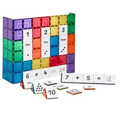 Learn & Grow Reading & Writing | Building Sets>Rainbow Magnetic Tiles Toppers - Numeric Pack 40pc