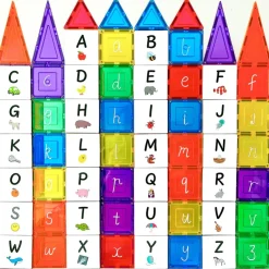Learn & Grow Reading & Writing | Building Sets>Rainbow Magnetic Tiles Toppers - Alphabet Upper Case Pack 40pc