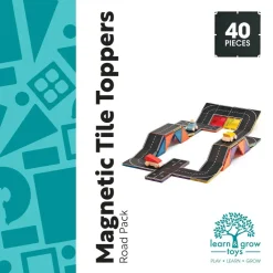 Learn & Grow Transport Toys | Building Sets>Rainbow Magnetic Tiles Toppers - Road Pack 40pc
