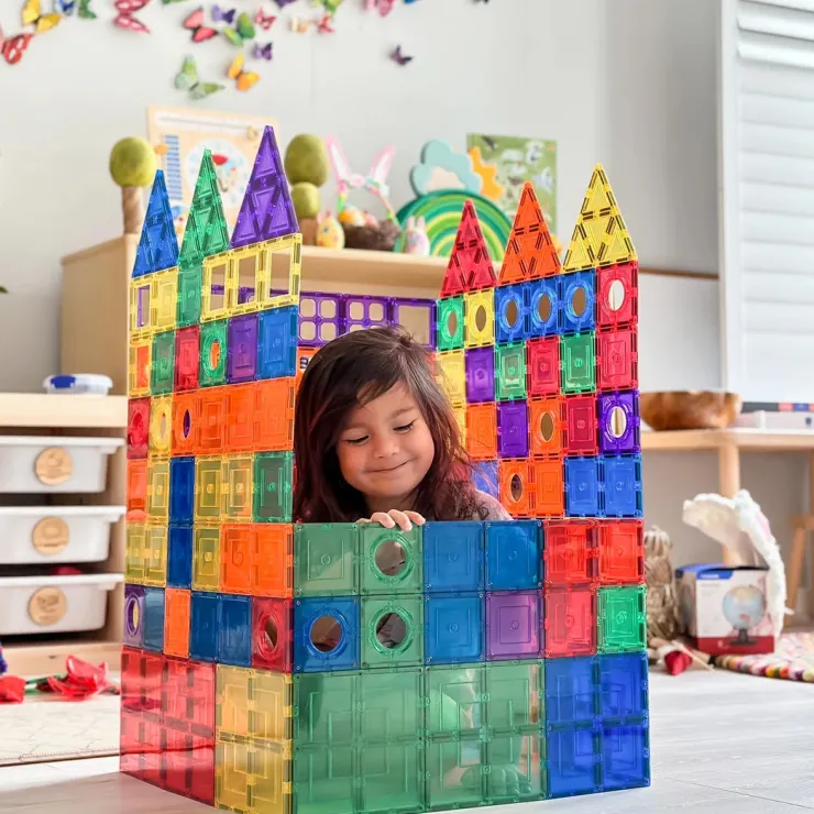 Learn & Grow Building Sets | Magnetic Tiles>Rainbow Magnetic Tiles Builders Pack 110pc
