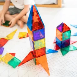 Learn & Grow Building Sets | Magnetic Tiles>Rainbow Magnetic Tiles Base Pack 64pc