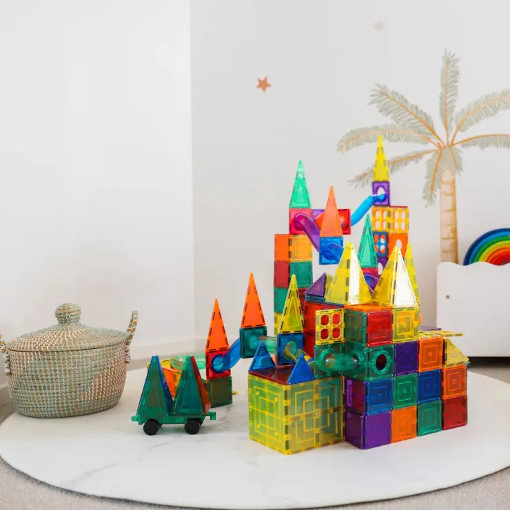Learn & Grow Building Sets | Magnetic Tiles>Rainbow Magnetic Tiles Ball Run Pack 88pc