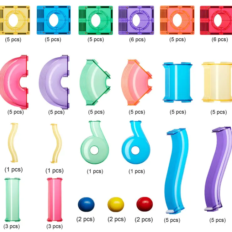 Learn & Grow Building Sets | Magnetic Tiles>Rainbow Magnetic Tiles Ball Run Pack 88pc