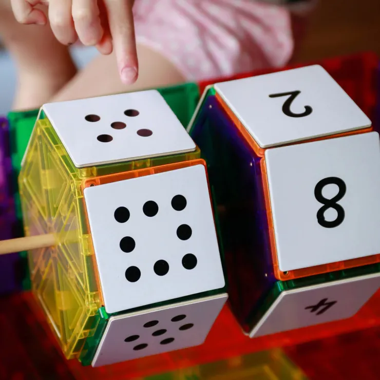 Learn & Grow Reading & Writing | Building Sets>Rainbow Magnetic Tiles Toppers - Numeric Pack 40pc
