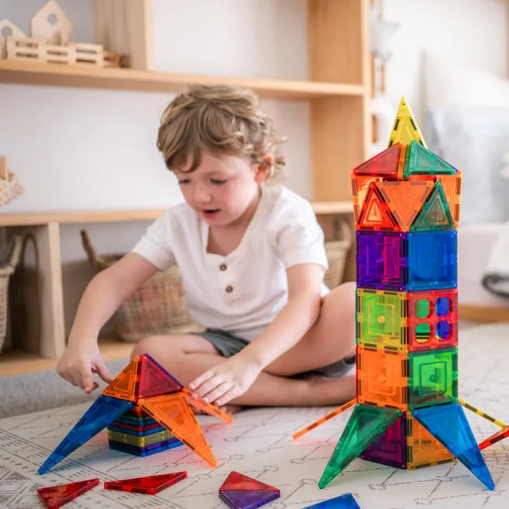 Learn & Grow Building Sets | Magnetic Tiles>Rainbow Magnetic Tiles Builders Pack 110pc