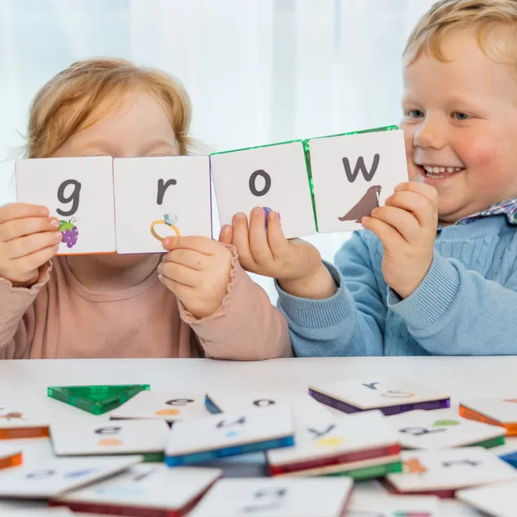 Learn & Grow Reading & Writing | Building Sets>Rainbow Magnetic Tiles Toppers - Alphabet Lower Case Pack 40pc