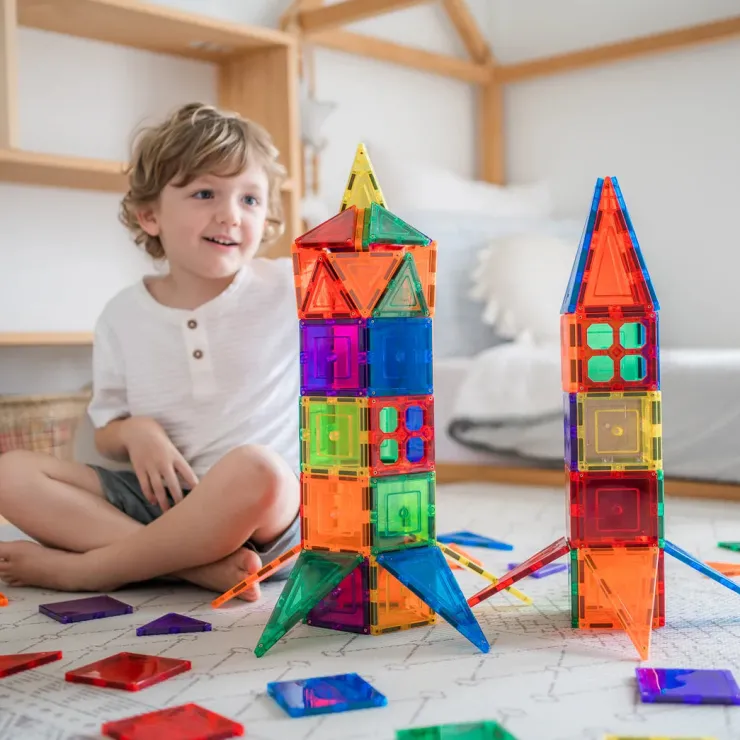 Learn & Grow Building Sets | Magnetic Tiles>Rainbow Magnetic Tiles Builders Pack 110pc
