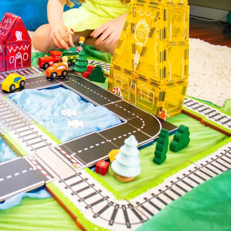 Learn & Grow Building Sets | Transport Toys>Rainbow Magnetic Tiles Toppers - Train Pack 36pc