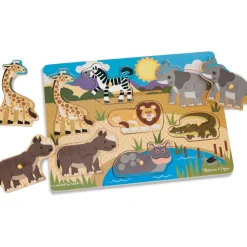 Melissa & Doug Wooden Toys | Jigsaw Puzzles>Safari Peg Puzzle