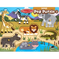 Melissa & Doug Wooden Toys | Jigsaw Puzzles>Safari Peg Puzzle