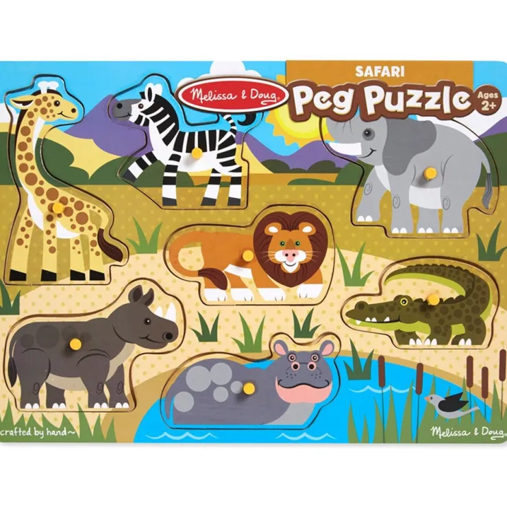 Melissa & Doug Wooden Toys | Jigsaw Puzzles>Safari Peg Puzzle