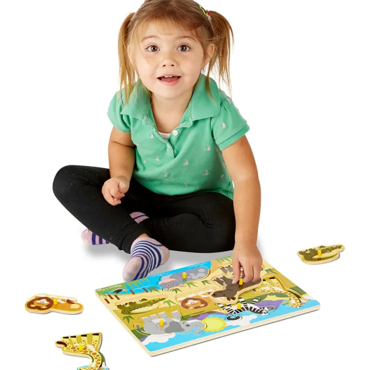 Melissa & Doug Wooden Toys | Jigsaw Puzzles>Safari Peg Puzzle