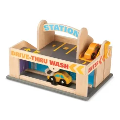 Melissa & Doug Wooden Toys | Transport Toys>Service Station Parking Garage