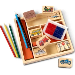 Melissa & Doug Wooden Toys | Stationary & Stickers>Wooden Stamp Set - Vehicles