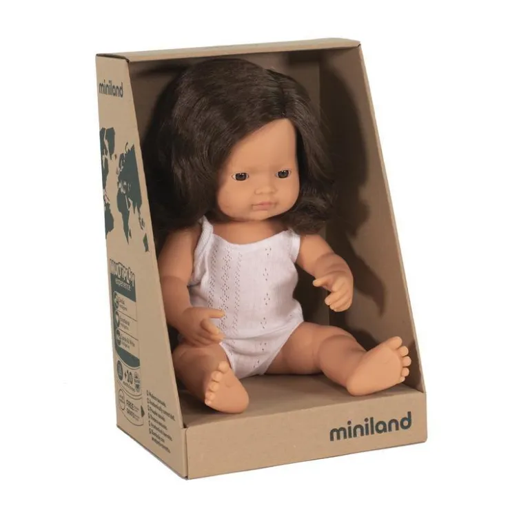 MINILAND Dolls | 12 Months+>Anatomically Correct Baby Doll 38cm Caucasian Brunette Girl