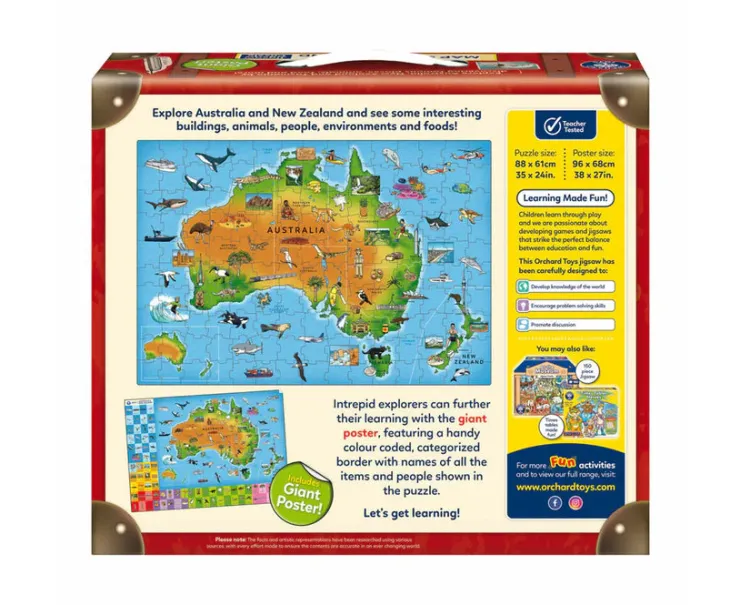 Orchard Toys Jigsaw Puzzles | 6 Years+>Map of Australia & New Zealand Jigsaw Puzzle (150 pc)