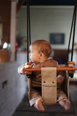 SolveJ Swings | Wooden Toys>Baby Toddler Swing - Soft Linen