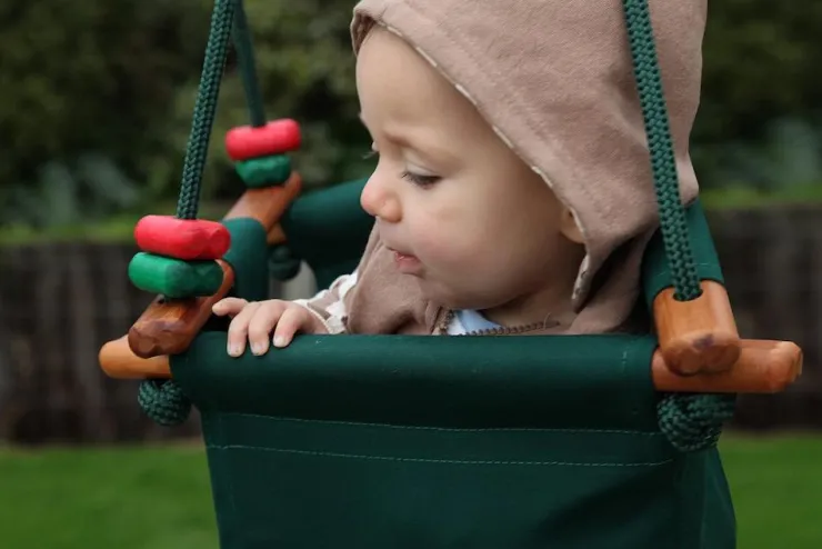 SolveJ Swings | Wooden Toys>Baby Toddler Swing - Forest Green
