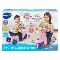 Vtech Scooters | Balance Bikes>2 In 1 Ride & Balance Scooter - Pink